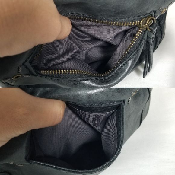 The Sak Y2K 90s Black Leather Zip Top Bohemian Tassle Braid Handle Shoulder Bag - Picture 9 of 12